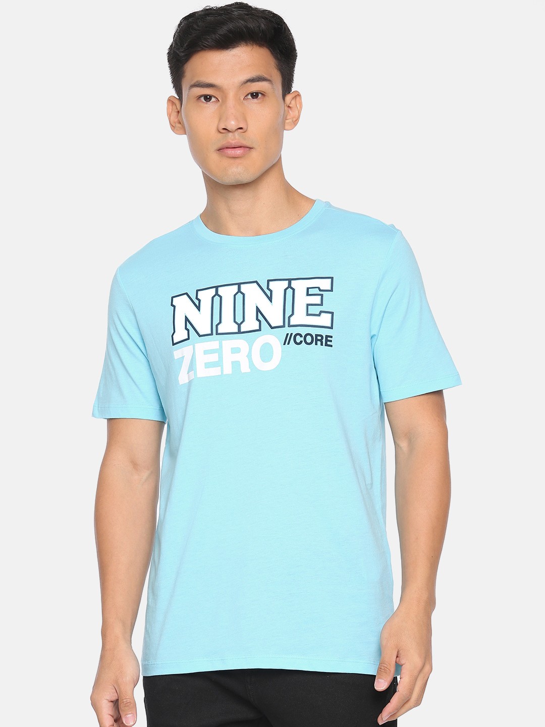 

Jack & Jones Men Blue & White Printed Round Neck T-shirt