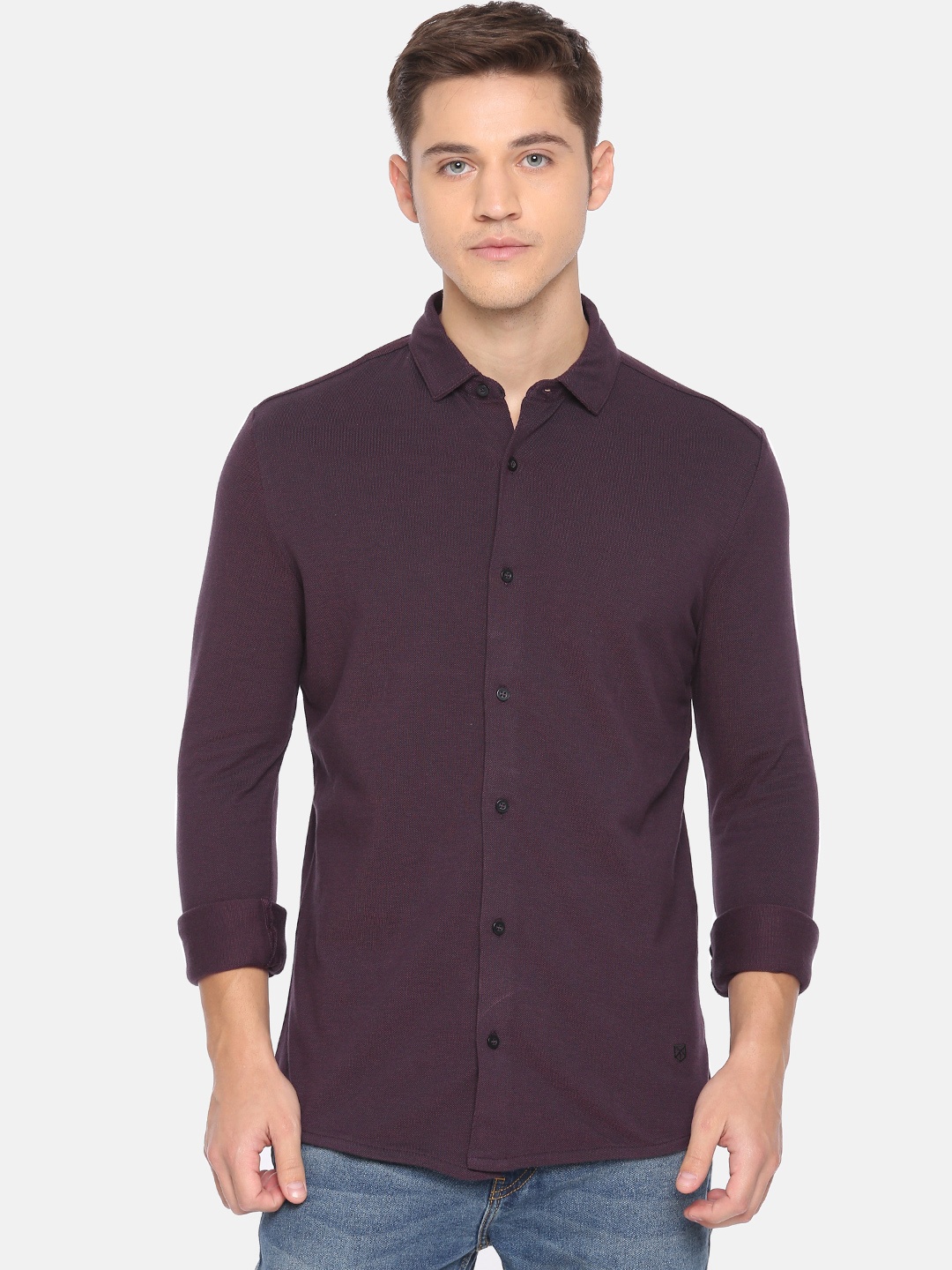 

Jack & Jones Men Purple Regular Fit Solid Casual Shirt