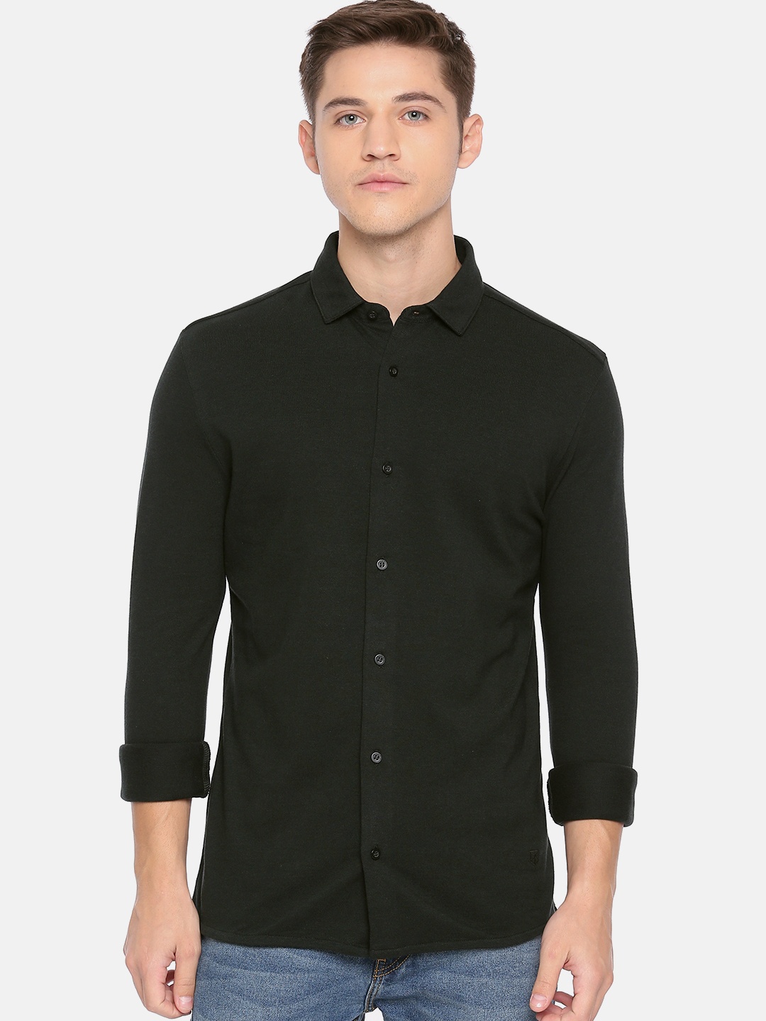 

Jack & Jones Men Green Regular Fit Solid Casual Shirt