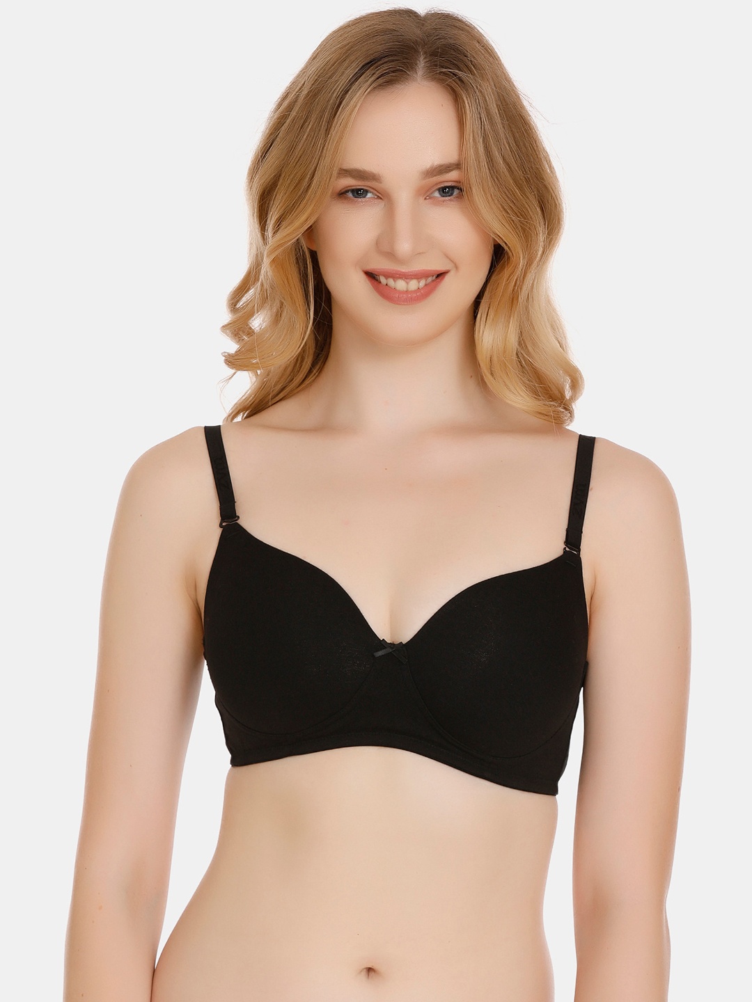 

Zivame Black Solid Non-Wired Lightly Padded T-shirt Bra PY1008CORE