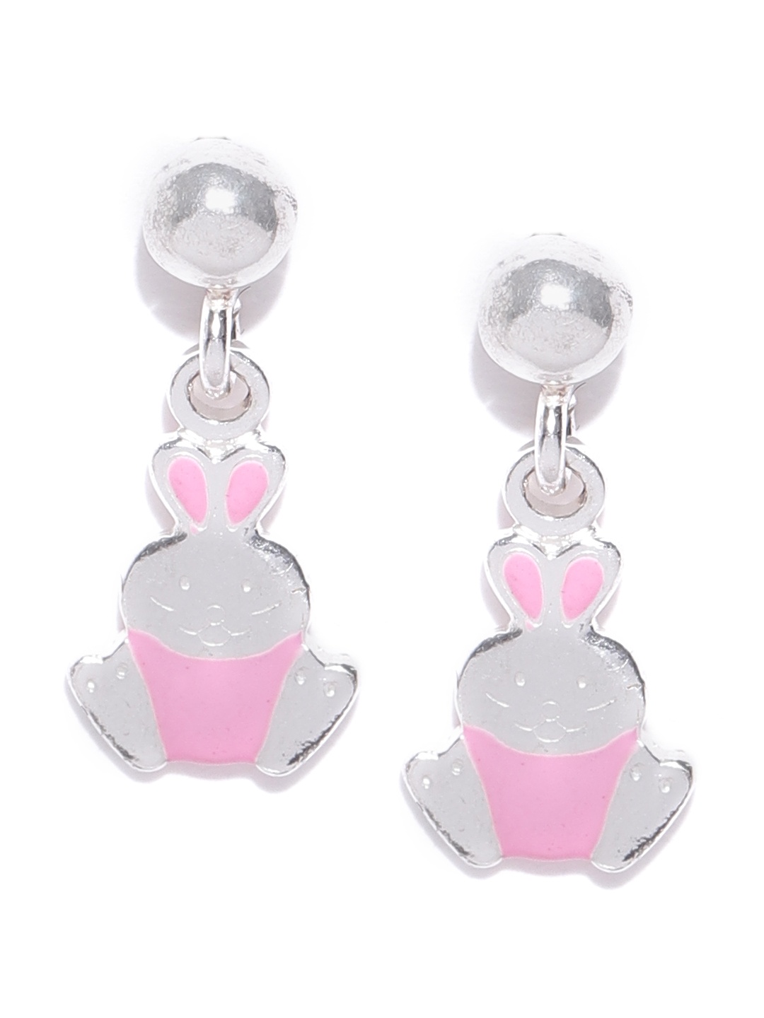 

Carlton London Girls Pink 925 Sterling Silver Enamelled Drop Earrings with Silver Plating