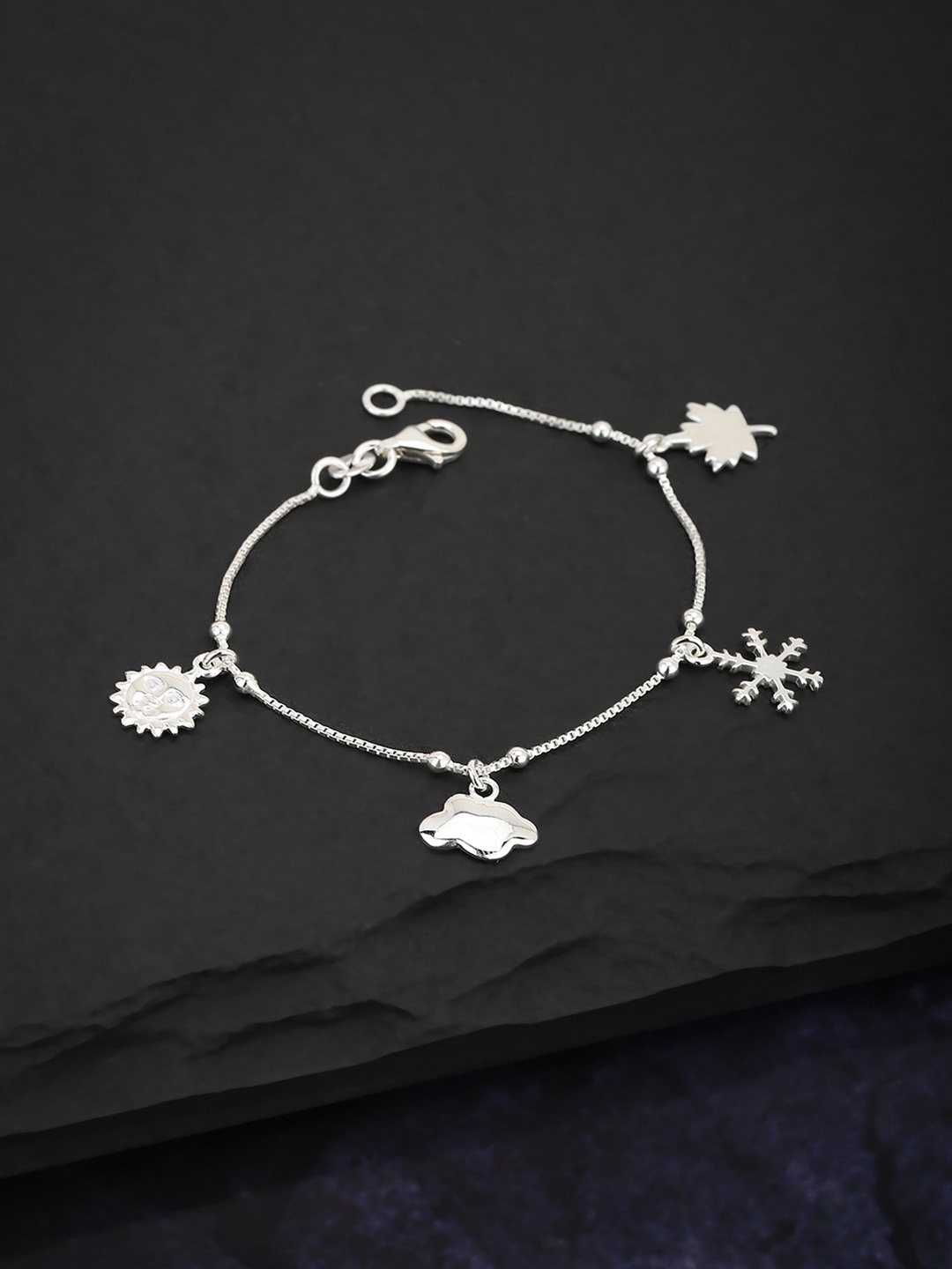 

Carlton London Girls 925 Sterling Silver Charm Bracelet with Silver Plating