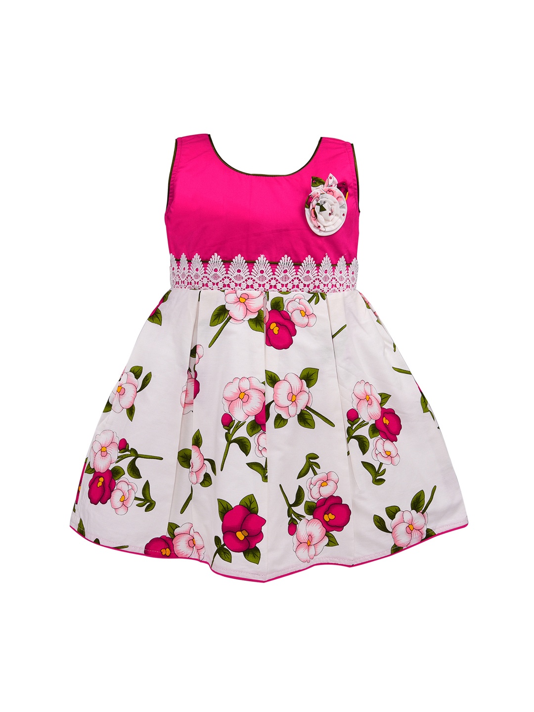 

Wish Karo Girls Pink Printed Fit and Flare Dress