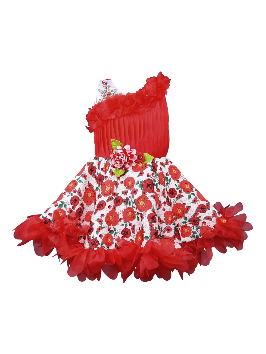 

Wish Karo Girls Red & White Printed Fit and Flare Dress