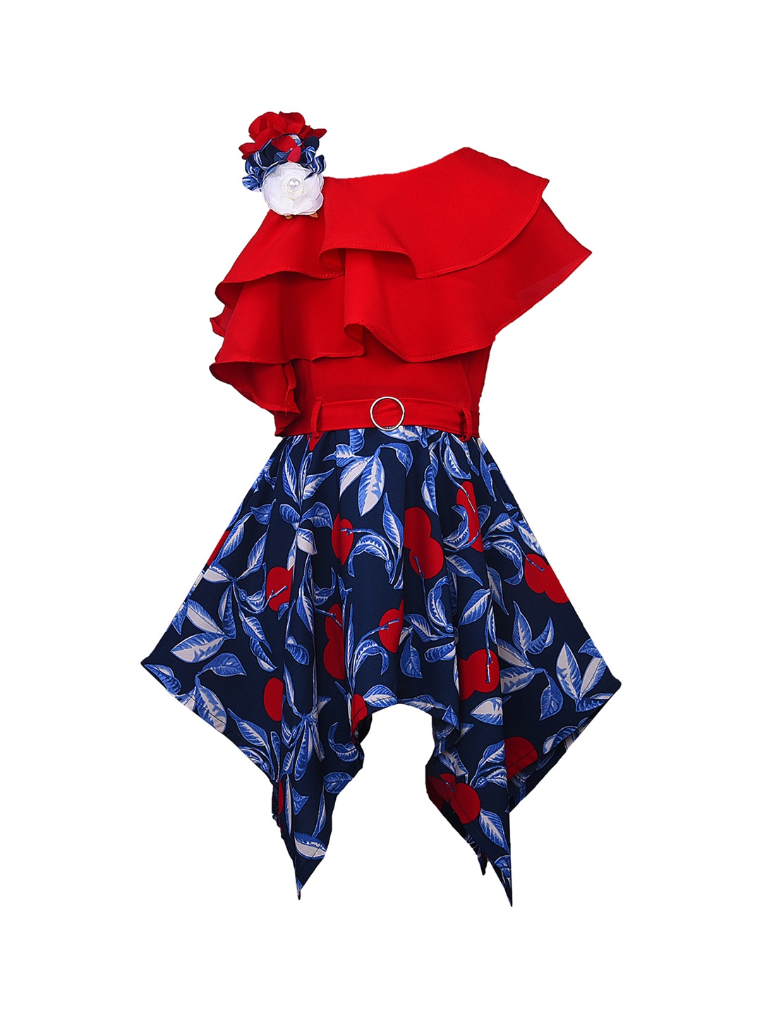 

Wish Karo Girls Red Printed Fit and Flare Dress