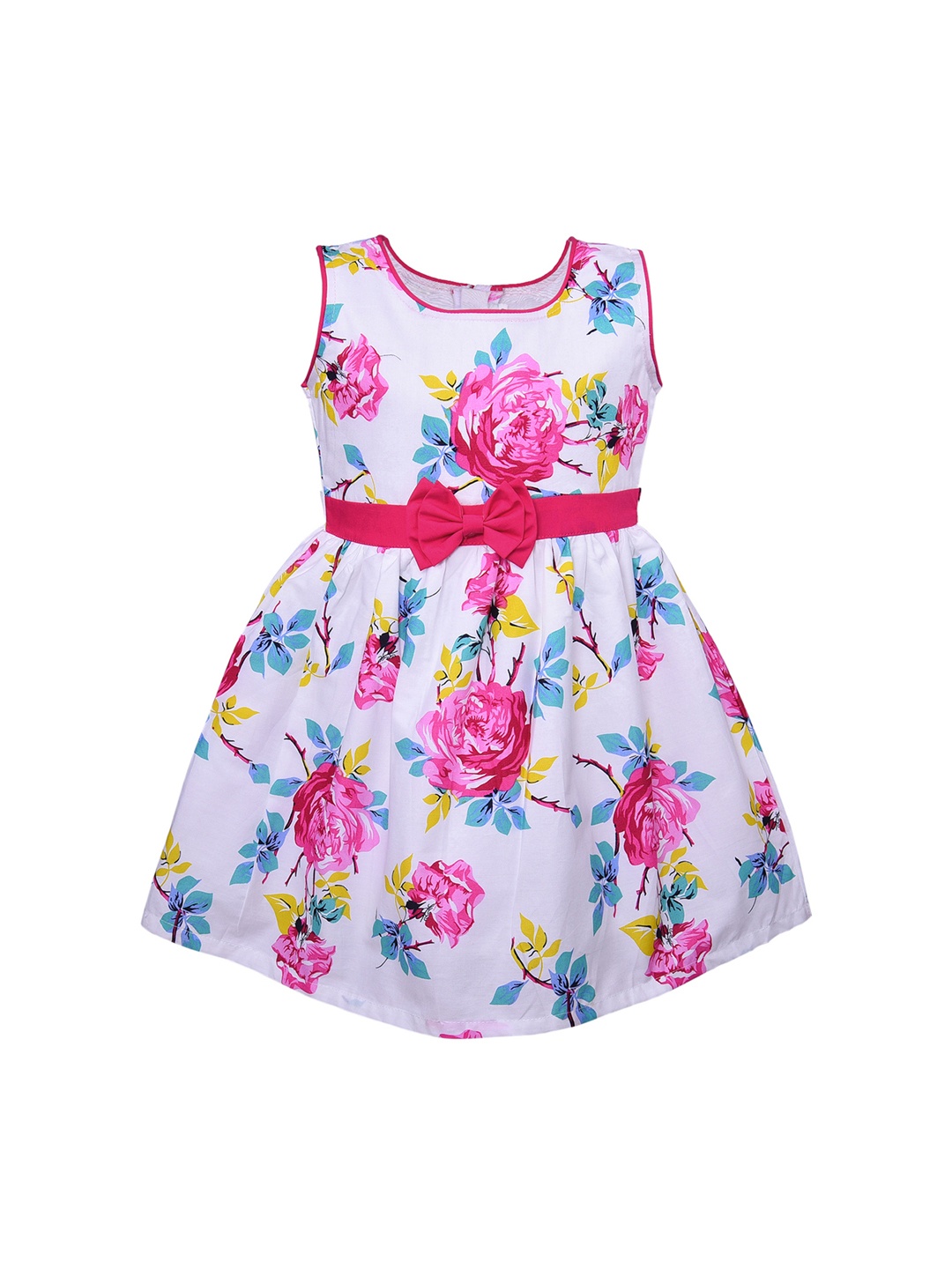 

Wish Karo Girls White Printed Fit and Flare Dress