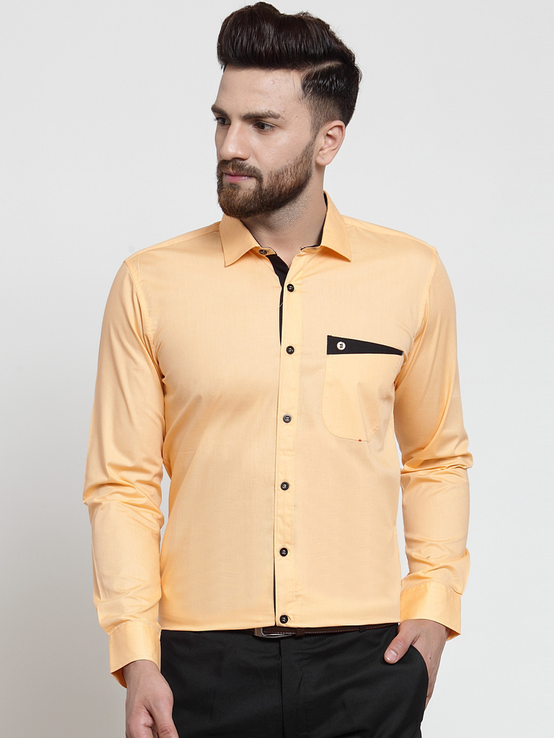 

WESTCLO Men Orange Slim Fit Solid Casual Shirt
