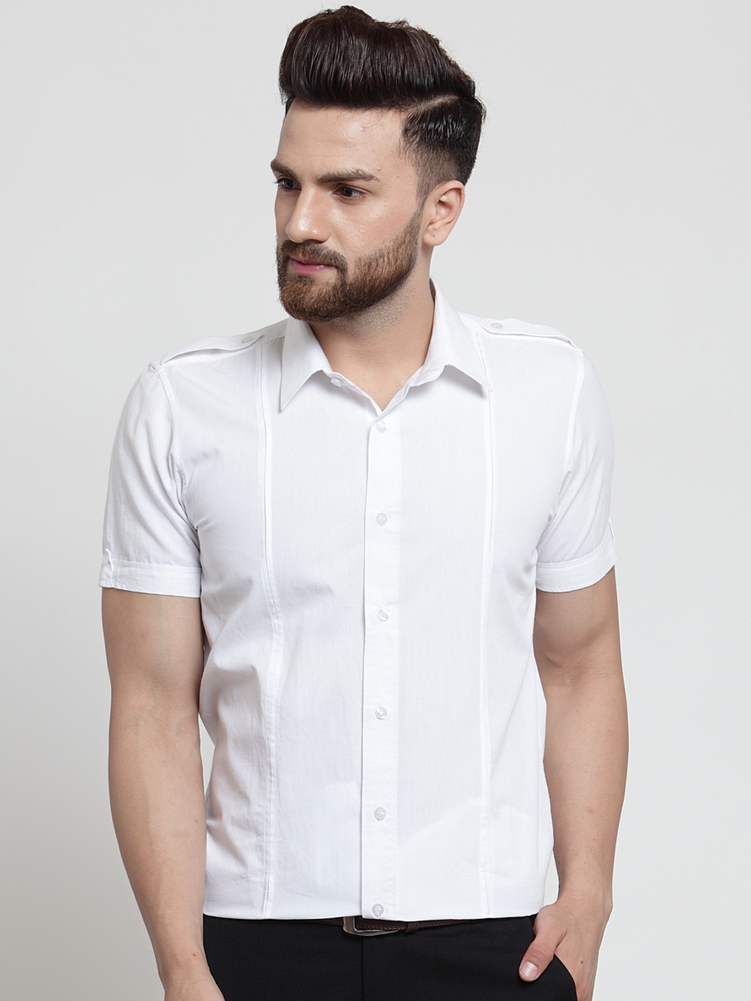 

WESTCLO Men White Slim Fit Solid Semi Formal Shirt