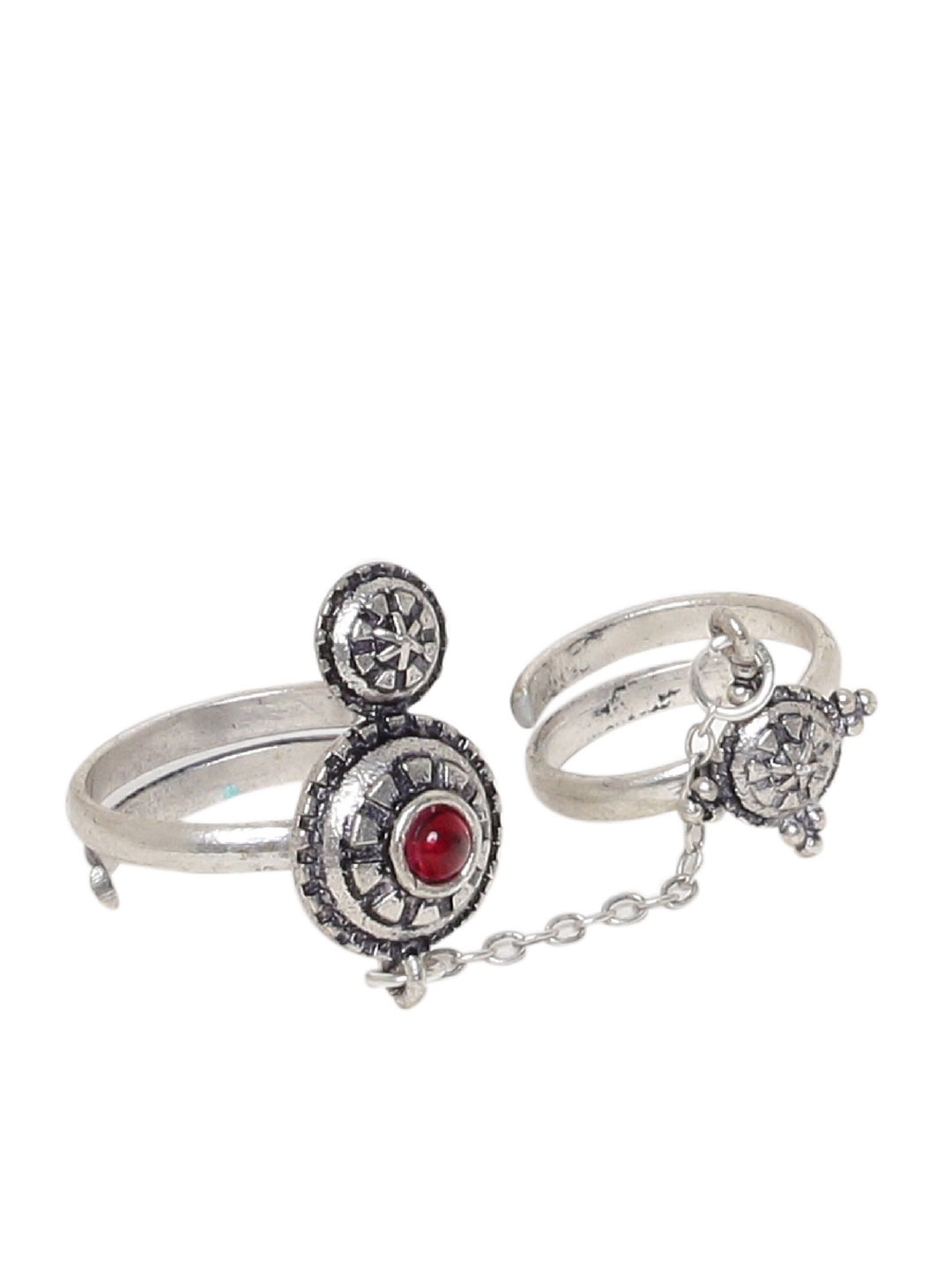 

Voylla Women Set of 2 Silver-Plated Handcrafted Adjustable Finger Rings