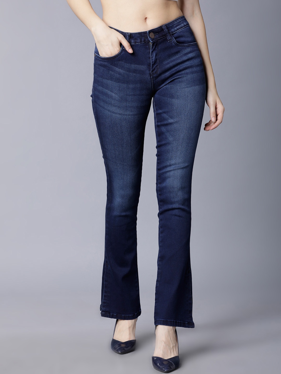 

Tokyo Talkies Women Blue Bootcut Mid-Rise Clean Look Stretchable Jeans