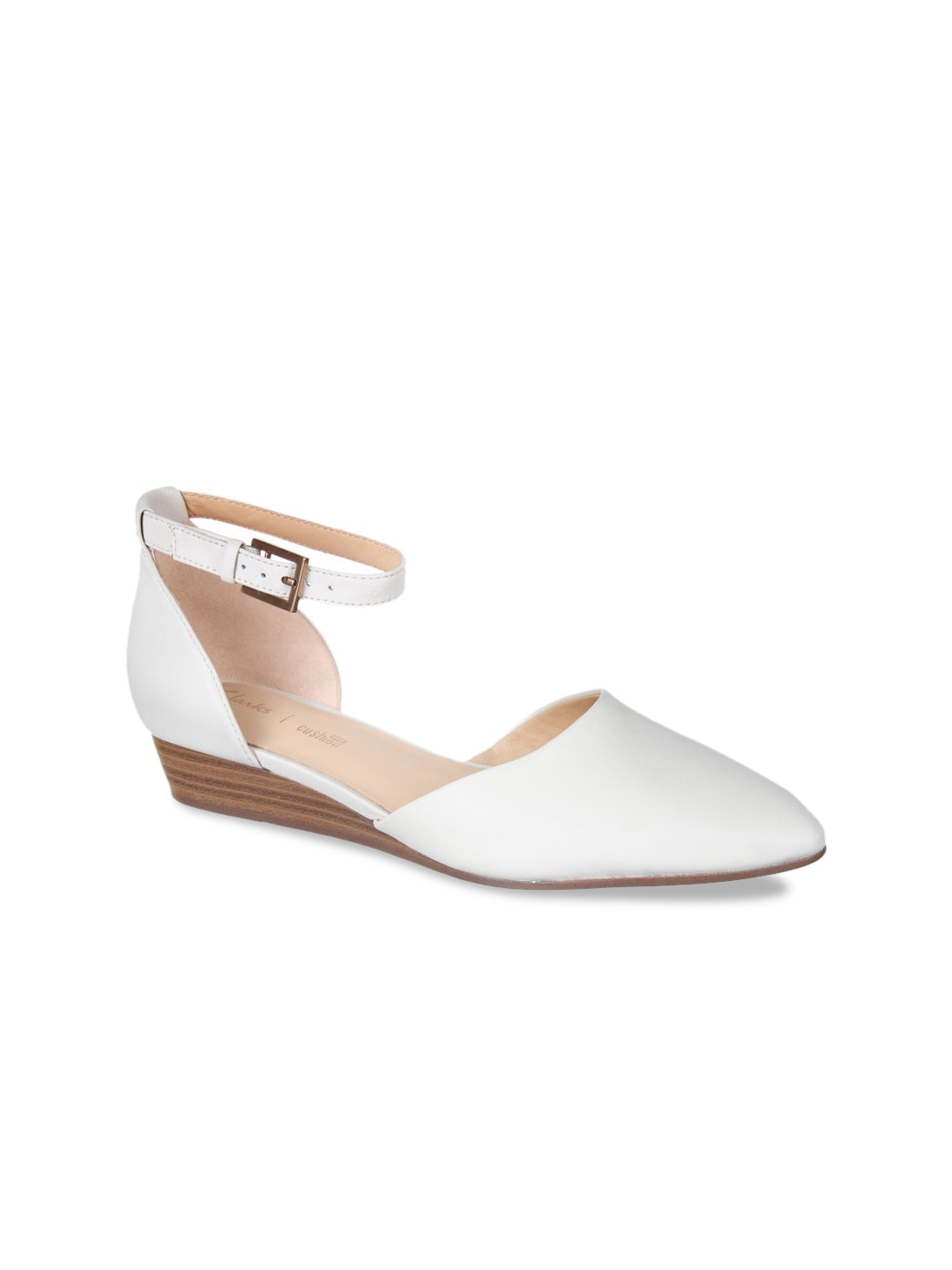 

Clarks Women White Leather Flatforms