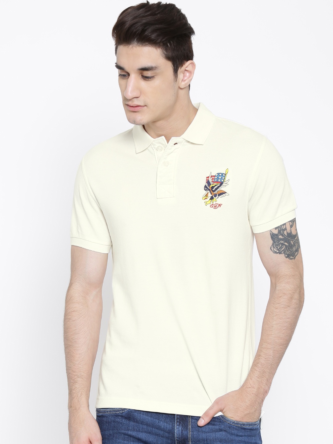 

Ed Hardy Cream-Coloured Polo Pure Cotton T-shirt