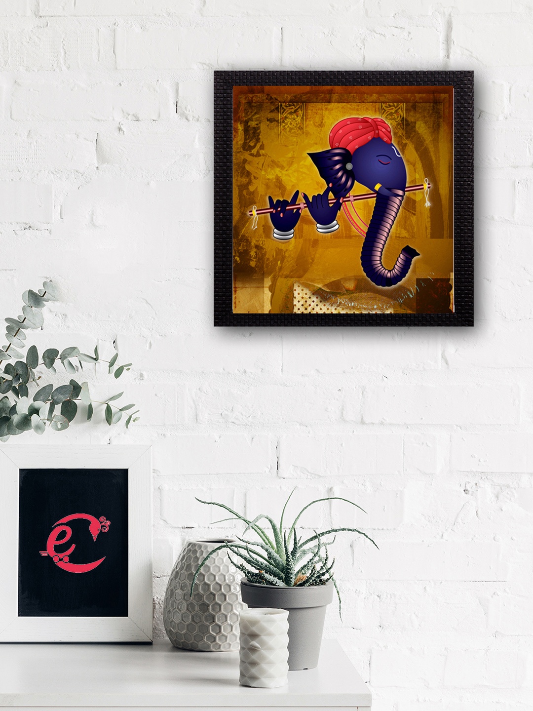 

eCraftIndia Multicoloured Lord Ganesha UV Wall Art, Multi