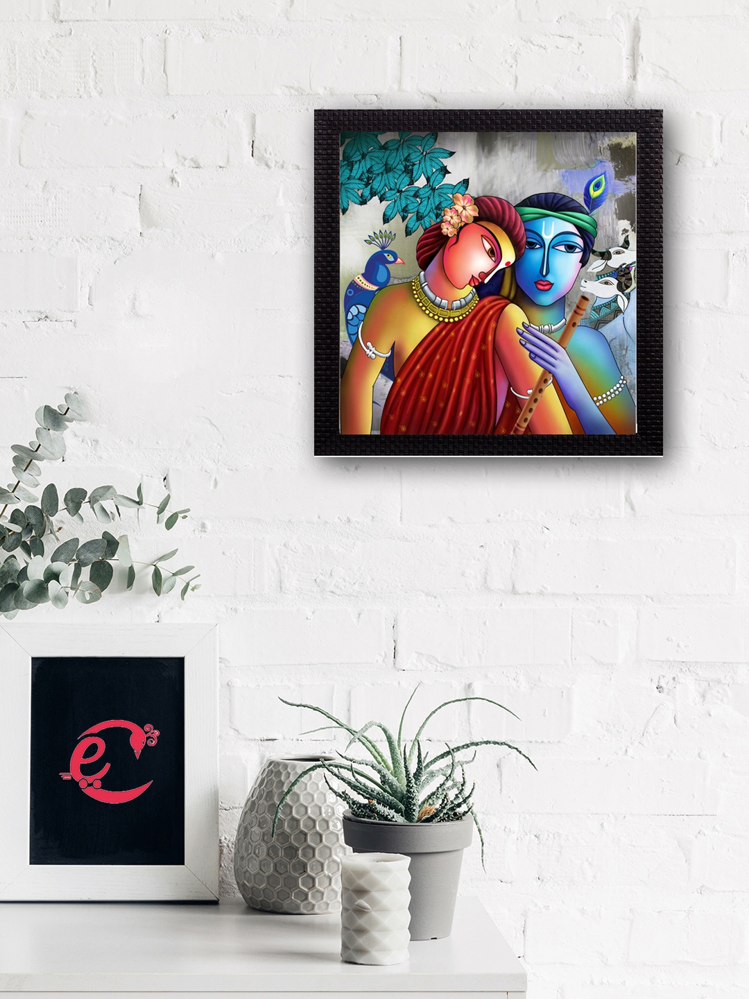 

eCraftIndia Multicoloured Radha Krishna UV Wall Art, Multi