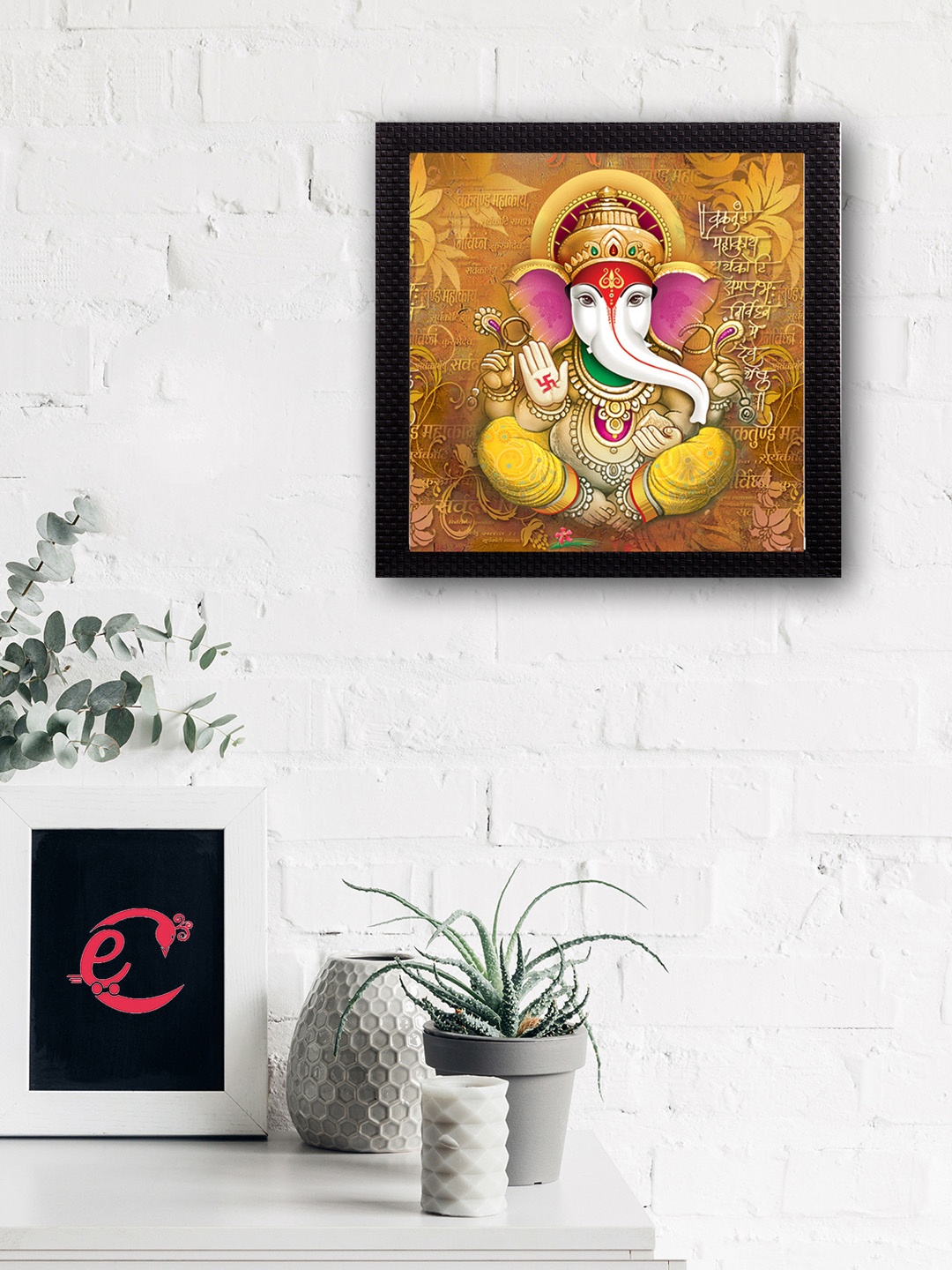 

eCraftIndia Multicoloured Lord Ganesha UV Wall Art, Multi