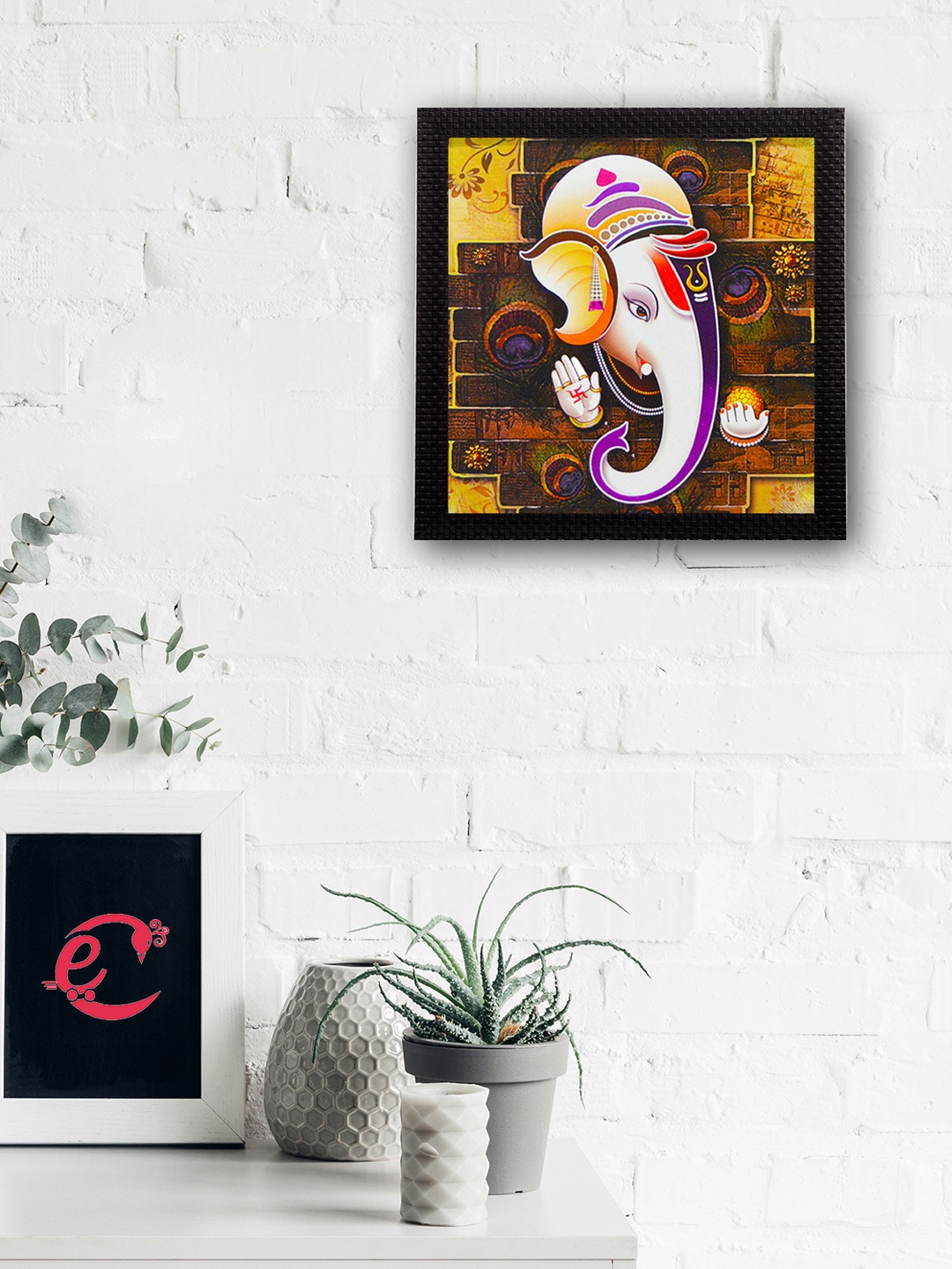 

eCraftIndia Lord Ganesha Satin Matt Texture UV Art Painting, Multi
