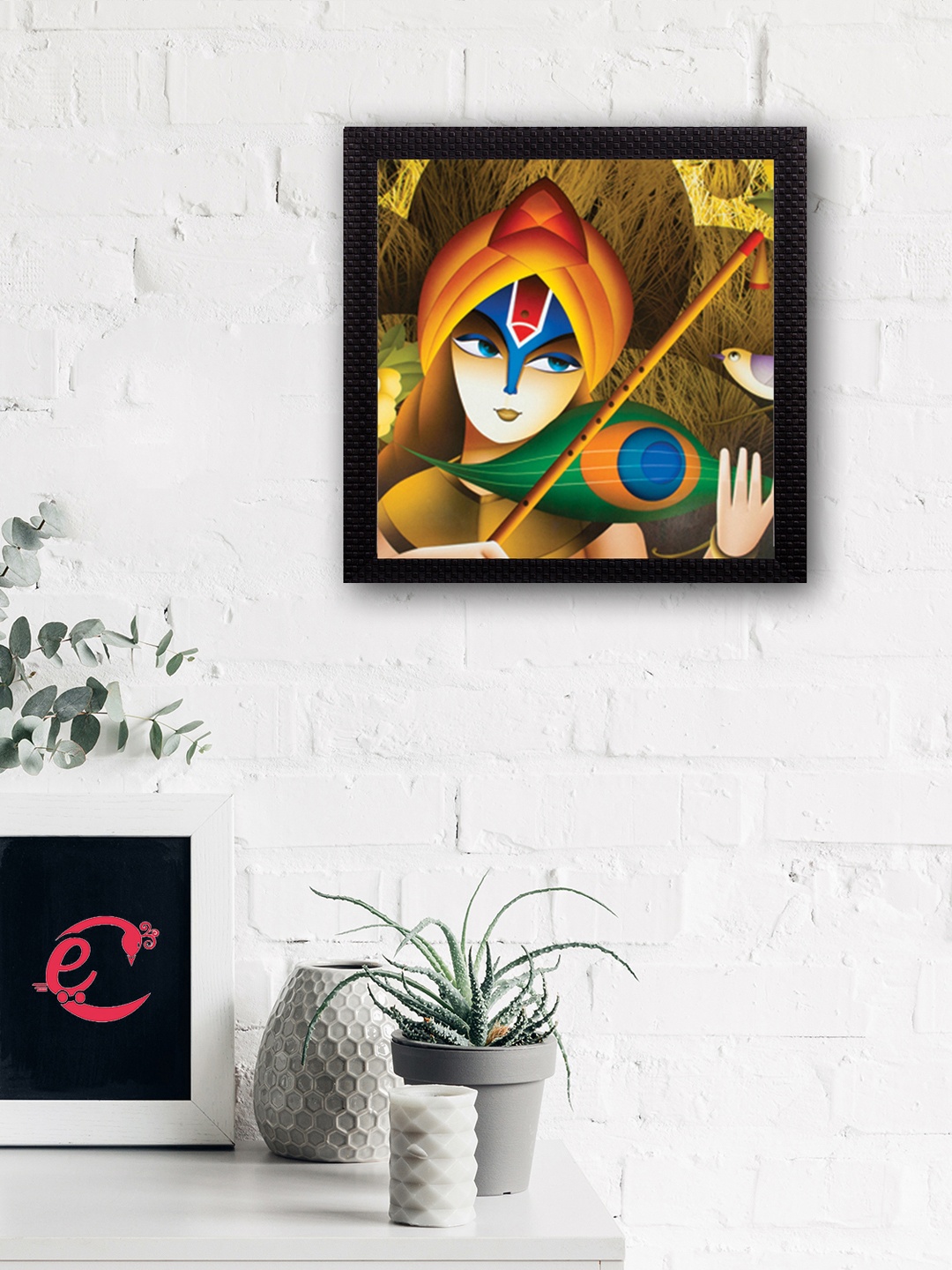 

eCraftIndia Lord Krishna Satin Matt Texture UV Art Painting, Multi
