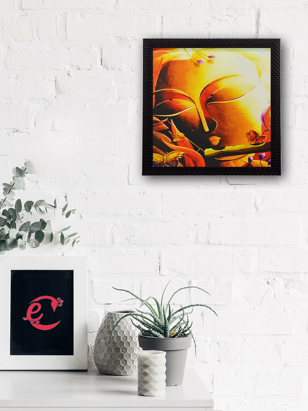 

eCraftIndia Laughing Buddha Design Satin Matt Texture UV Art Painting, Multi