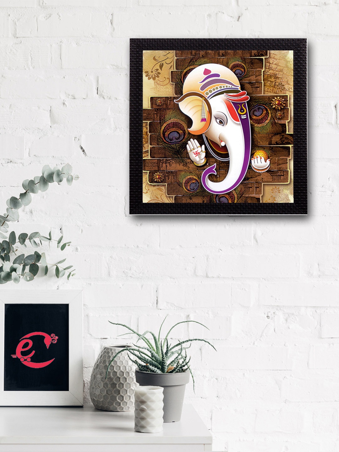 

eCraftIndia Multicoloured Lord Ganesha UV Wall Art, Multi