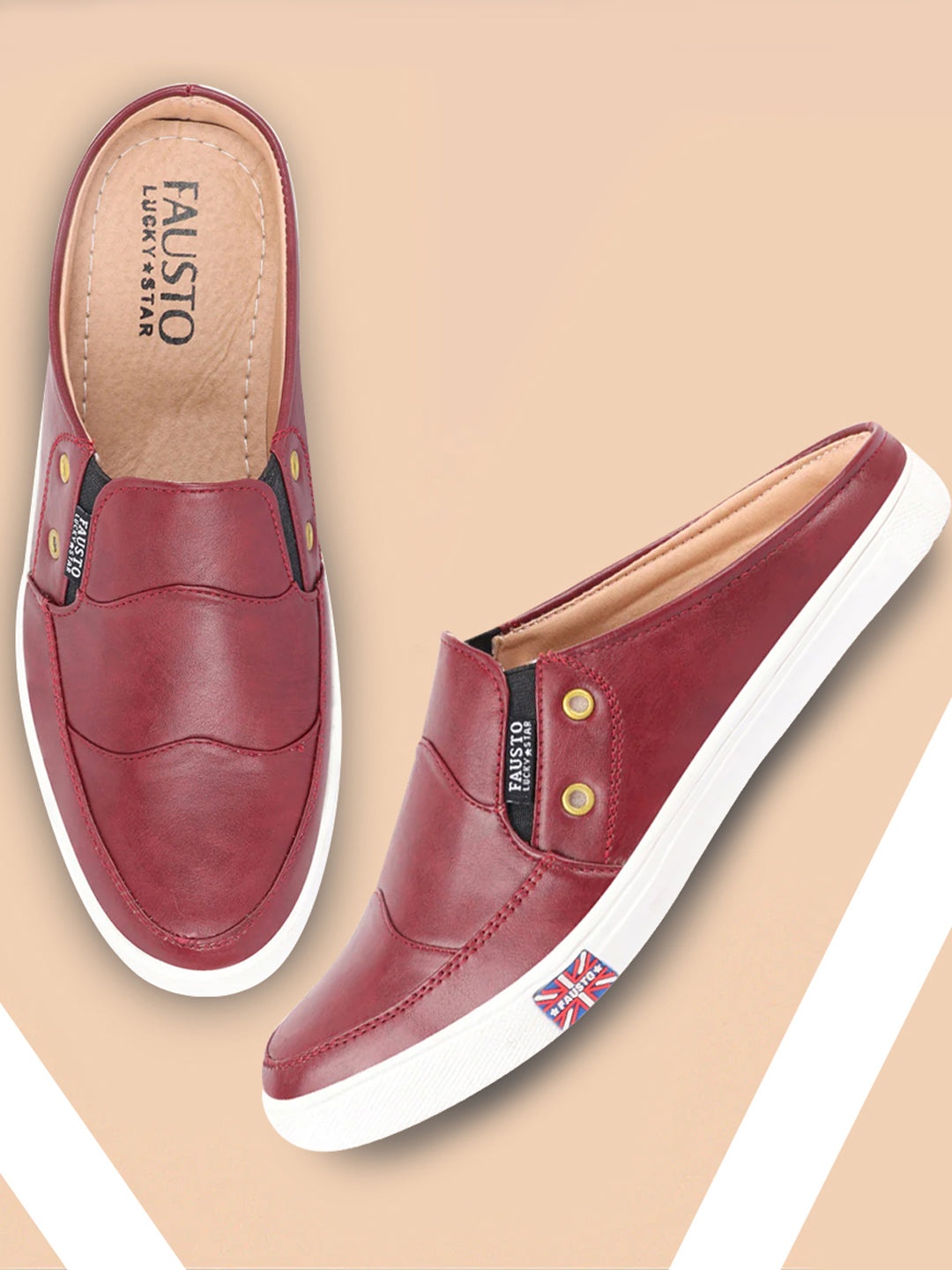 

FAUSTO Men Burgundy Slip-On Sneakers