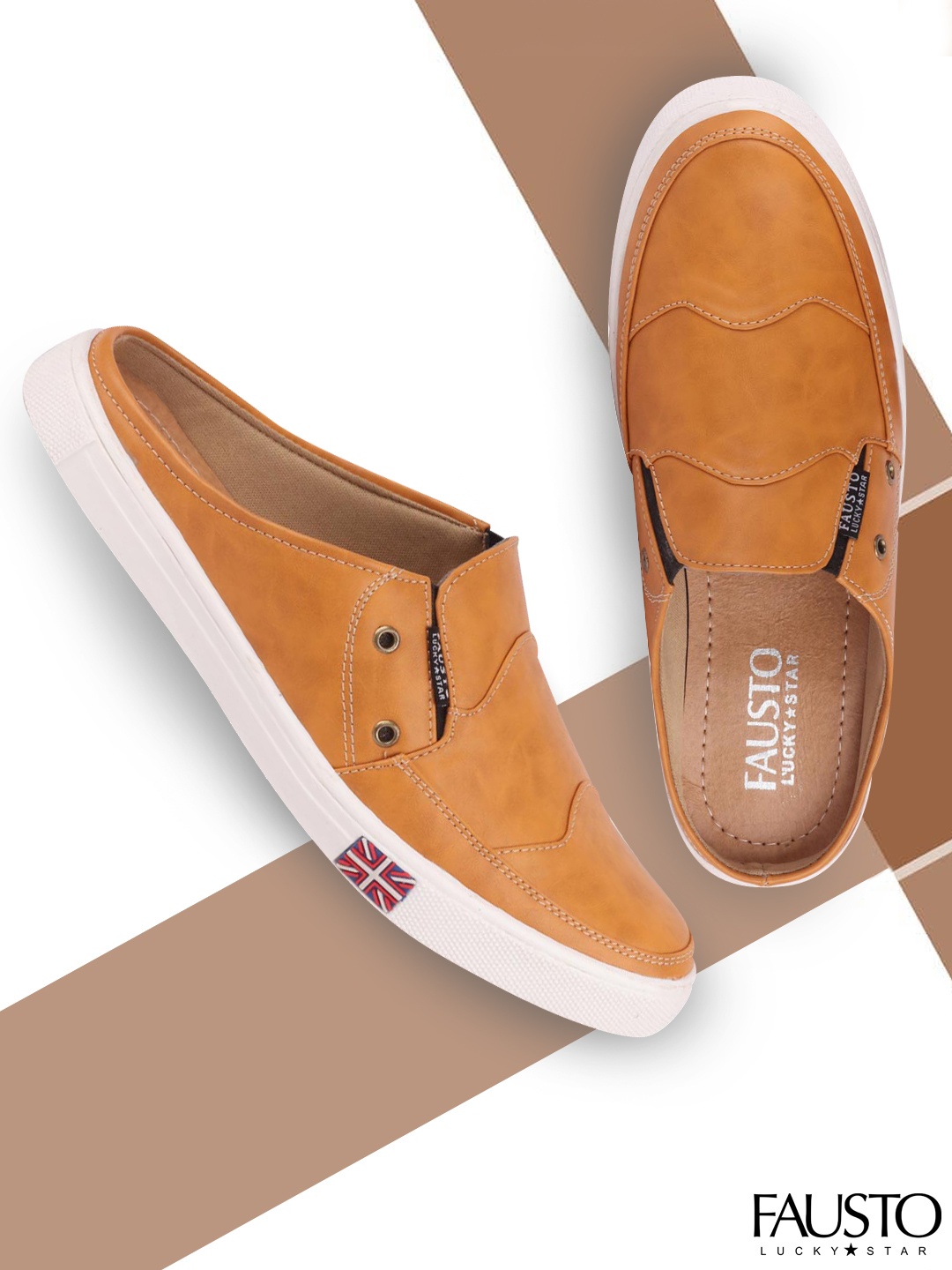 

FAUSTO Men Tan Brown Slip-On Sneakers