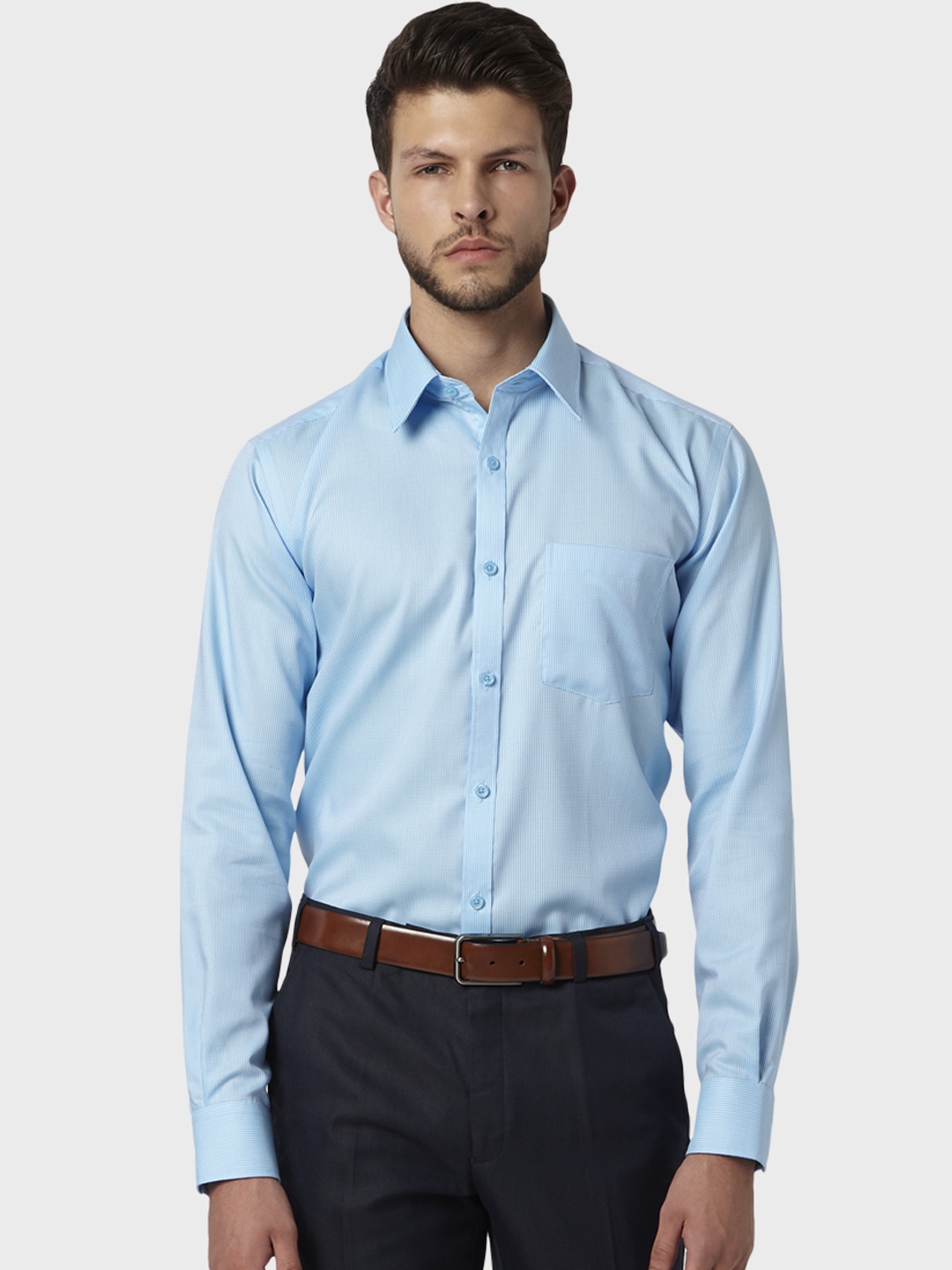 

Park Avenue Men Blue Slim Fit Self Design Formal Shirt