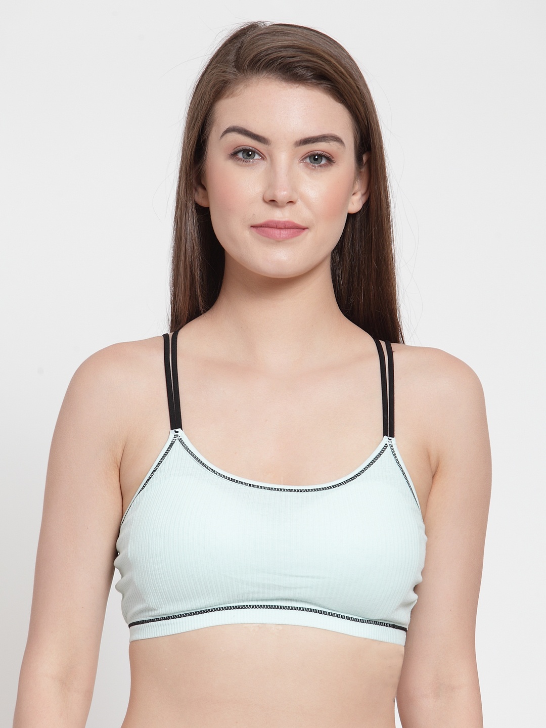 

PrettyCat Green Solid Non-Wired Lightly Padded Bralette Bra