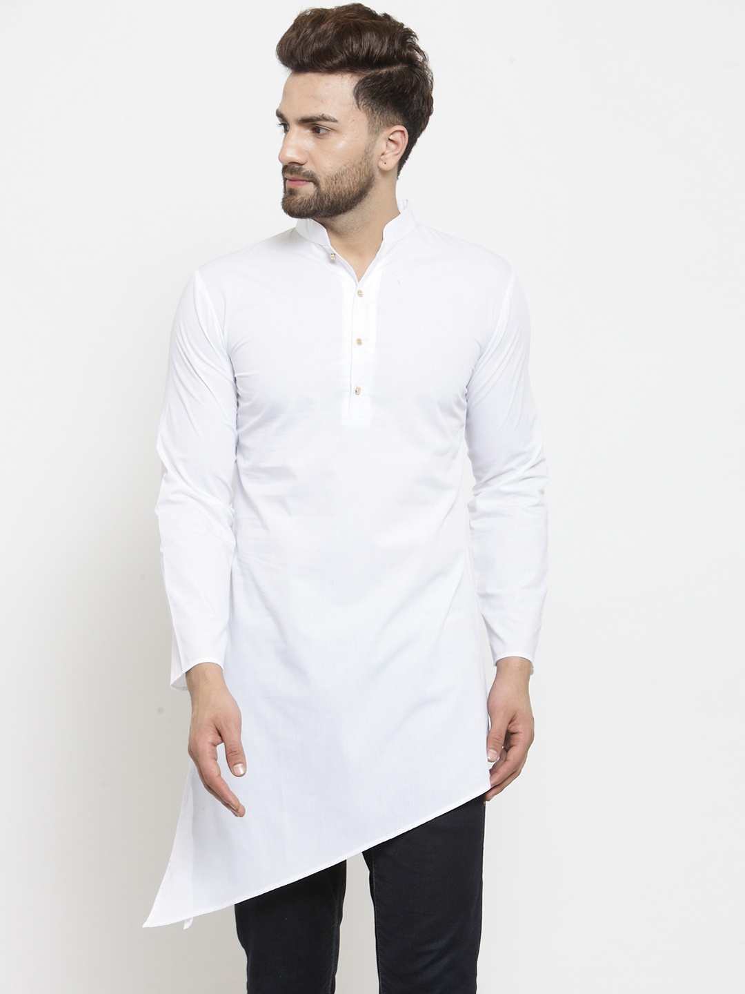 

WESTCLO Men White Solid Straight Kurta