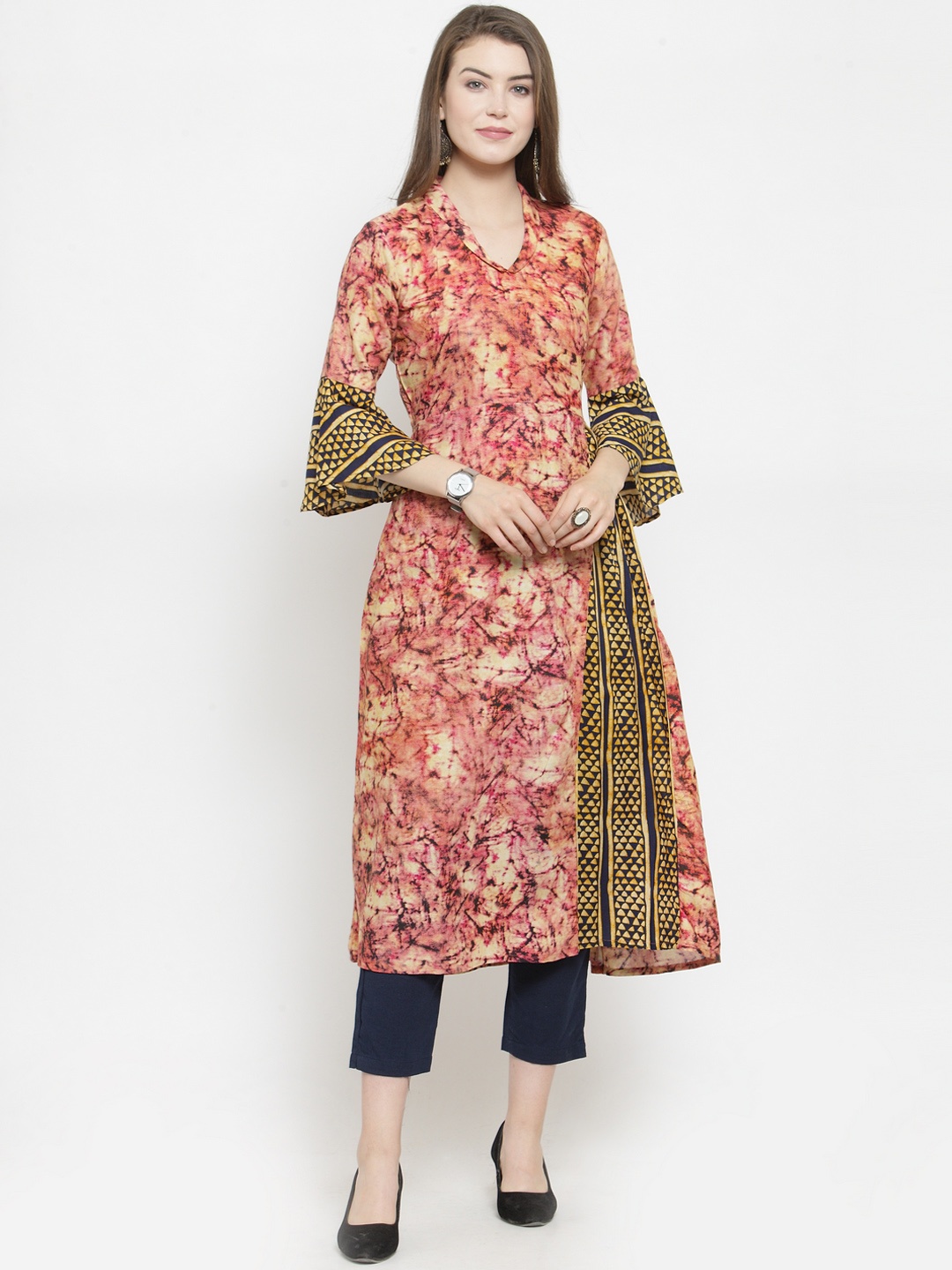 

Indibelle Women Burgundy & Blue Printed Kurta with Trousers