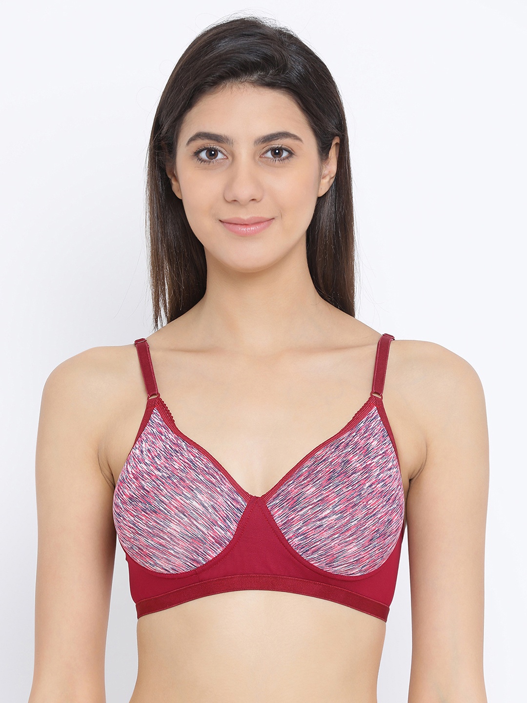 

Clovia Padded Non-Wired Printed T-Shirt Bra, Maroon