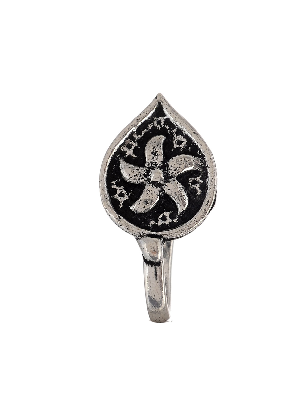 

Silvermerc Designs Women Oxidised Silver-Plated & Black Nosepin