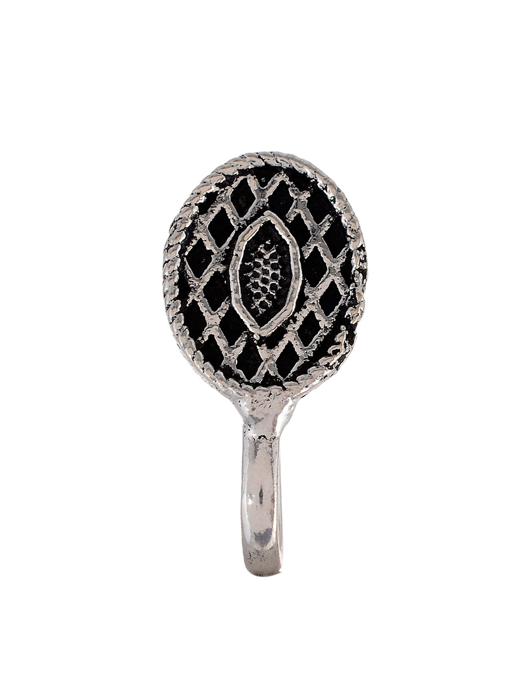 

Silvermerc Designs Women Oxidised Silver-Plated & Black Nosepin