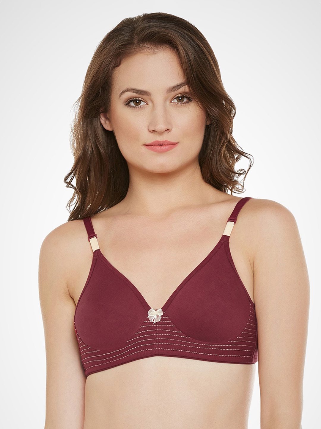 

Claura Maroon Solid Non-Wired Lightly Padded T-shirt Bra