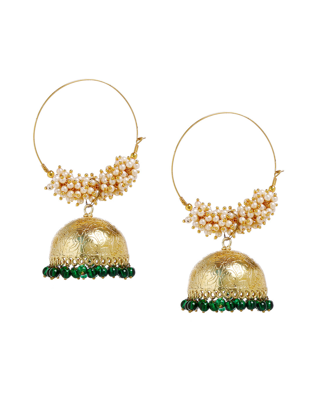 

Bamboo Tree Jewels Gold-Toned & Green Geometric Drop Earrings