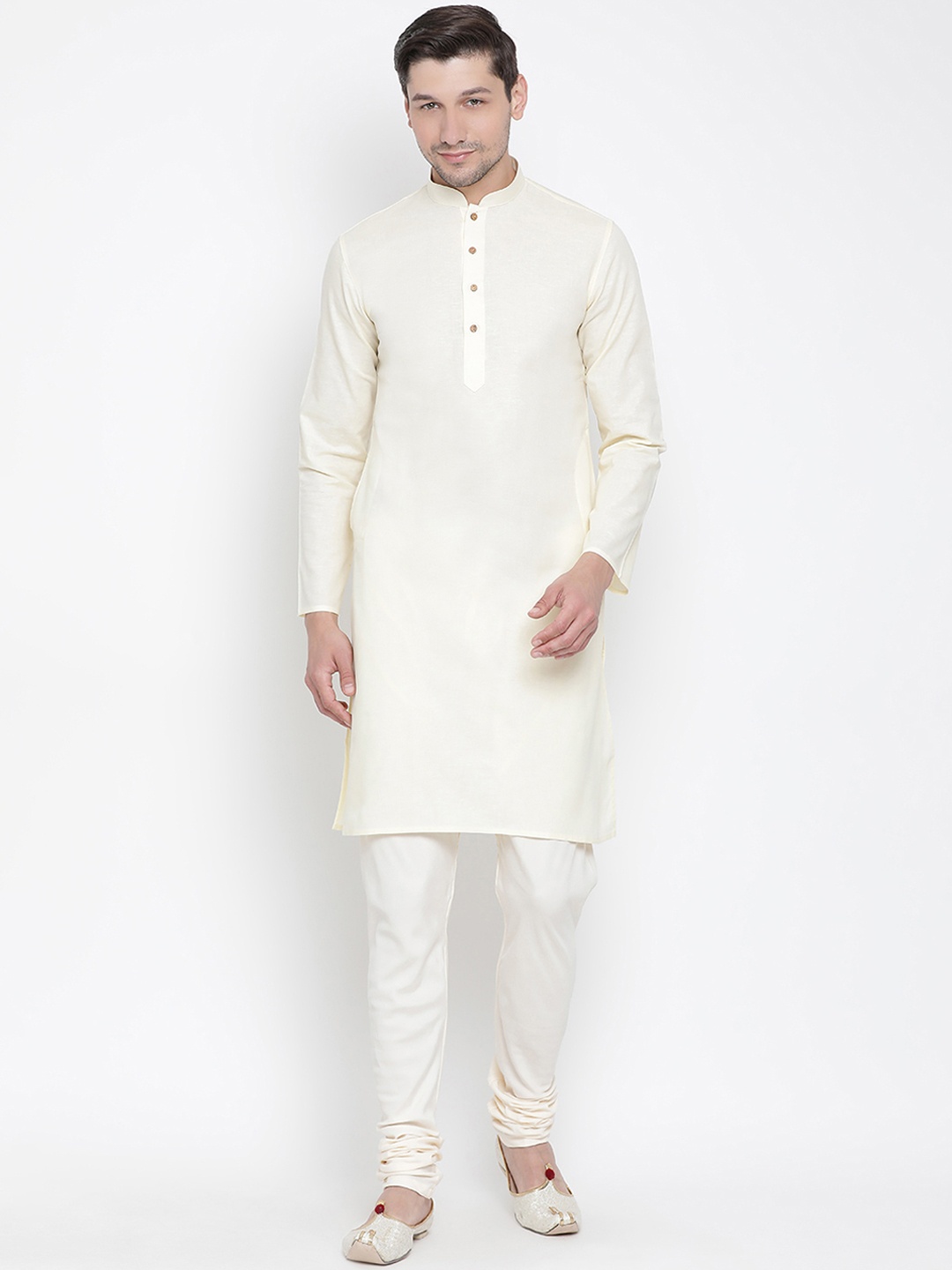 

VASTRAMAY Men Beige Solid Kurta with Pyjamas