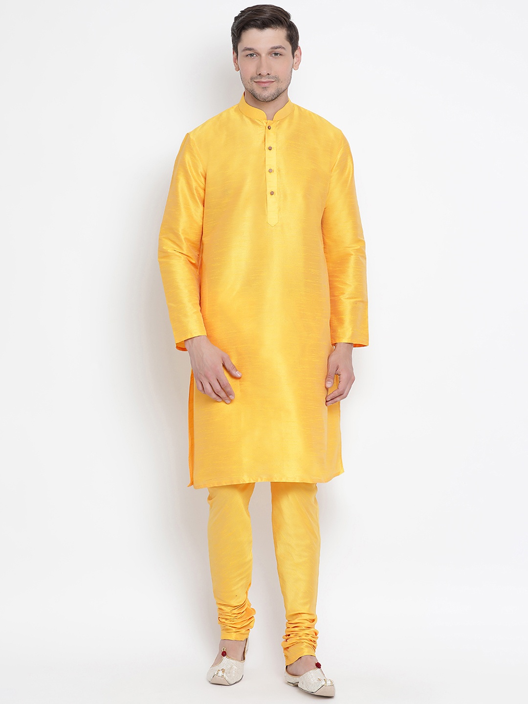 

VASTRAMAY Men Yellow Solid Kurta with Pyjamas