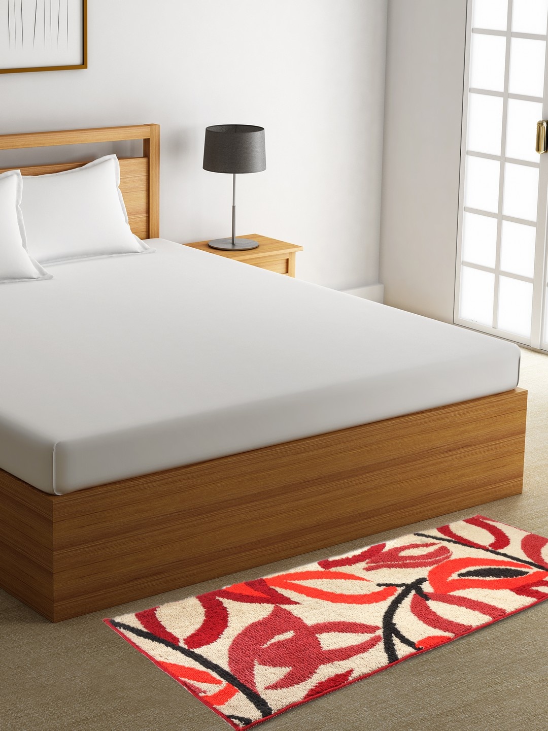 

ROMEE Beige & Red Printed Bed Runner