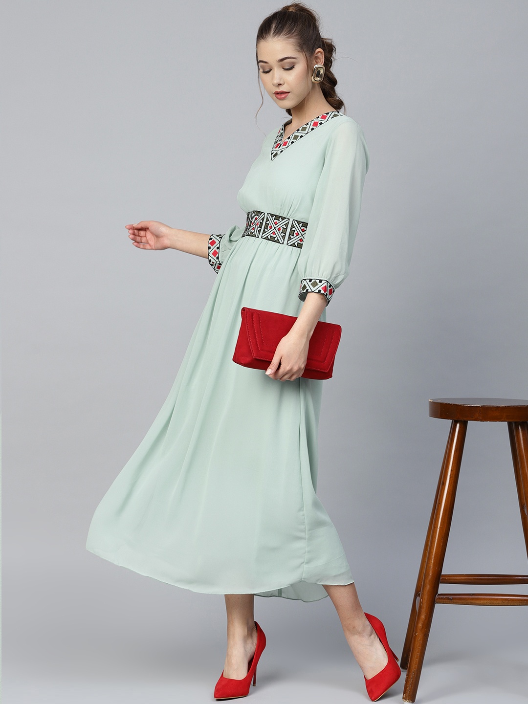 

Athena Women Green Solid Maxi Dress