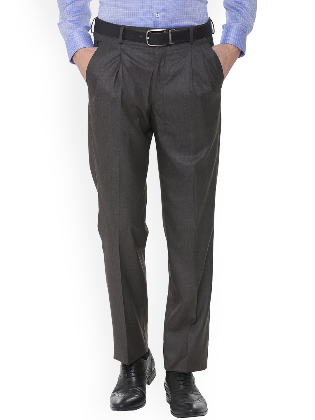 

Louis Philippe Men Grey Regular Fit Solid Formal Trousers