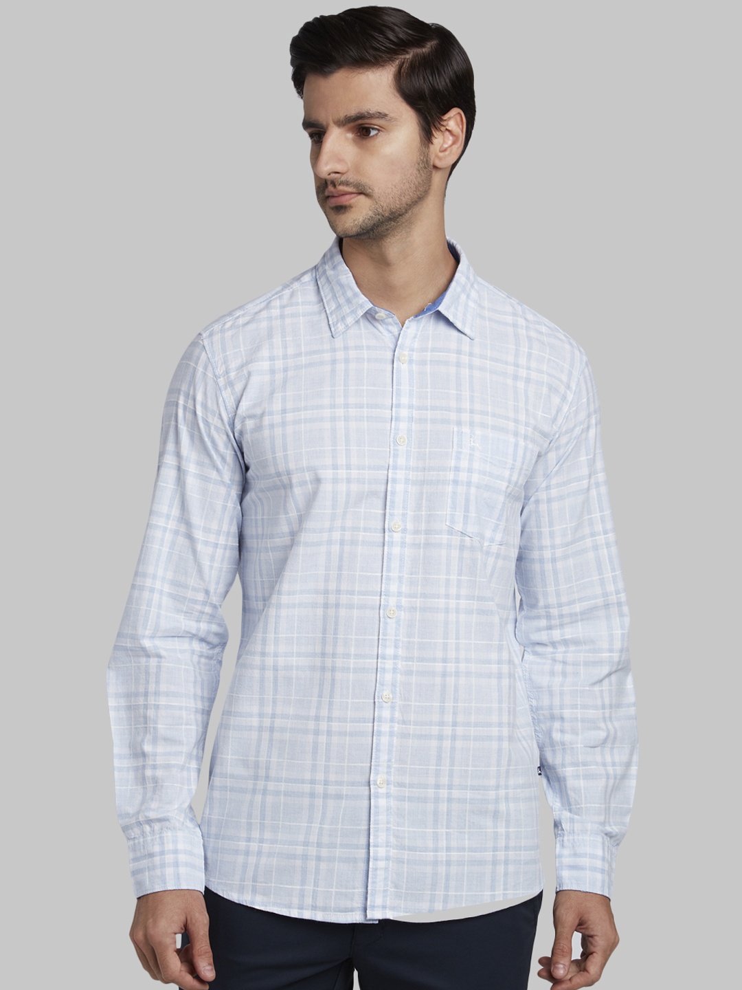 

Parx Men White & Blue Slim Fit Checked Casual Shirt