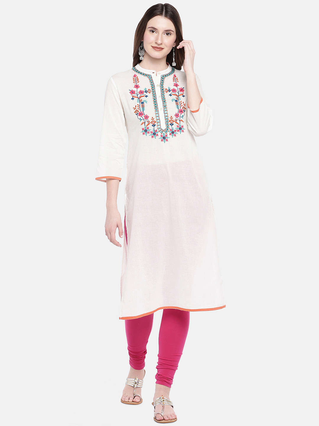 

Globus Women Off-White Embroidered A-Line Kurta