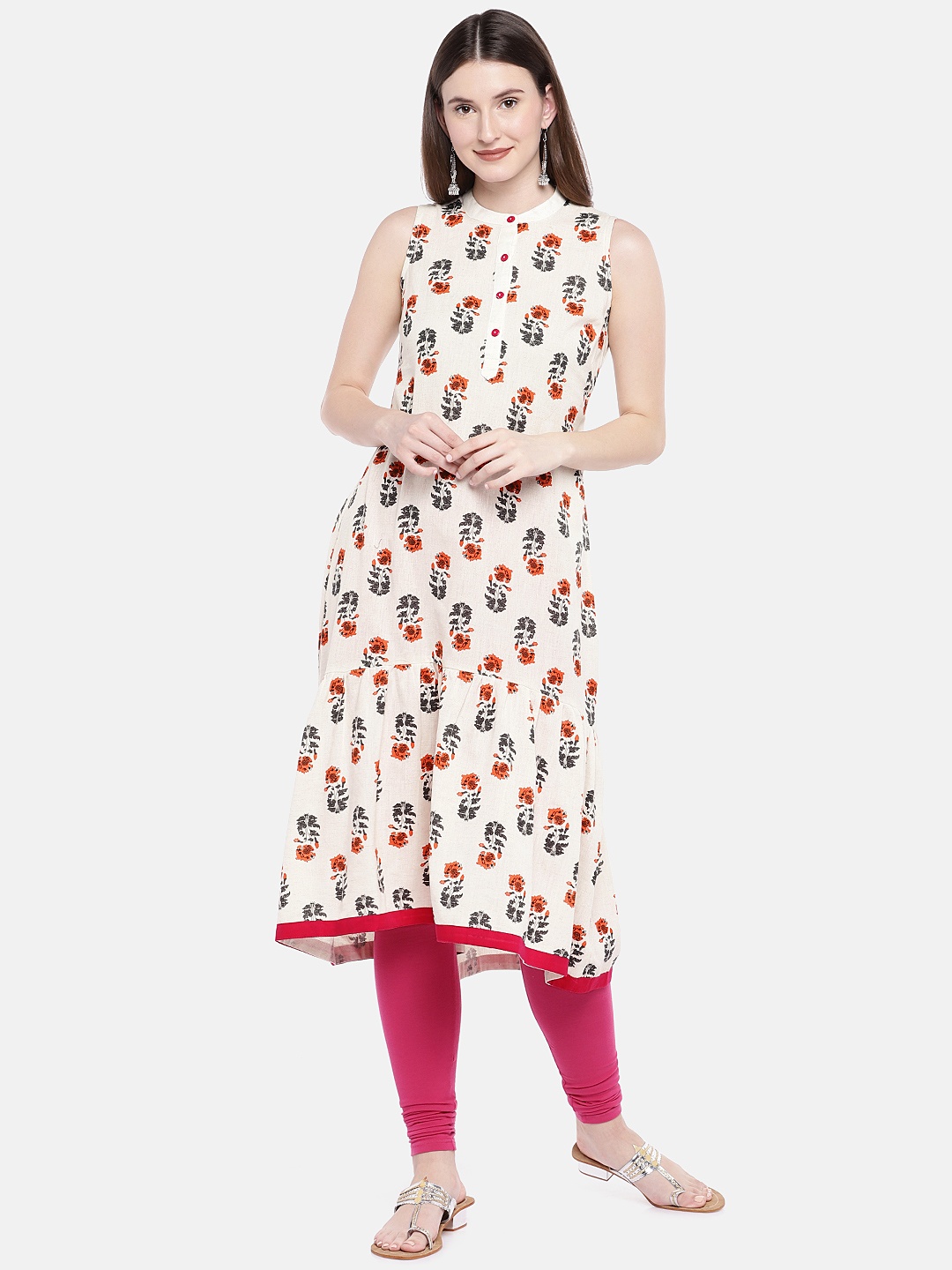 

Globus Women Beige Printed A-Line Kurta