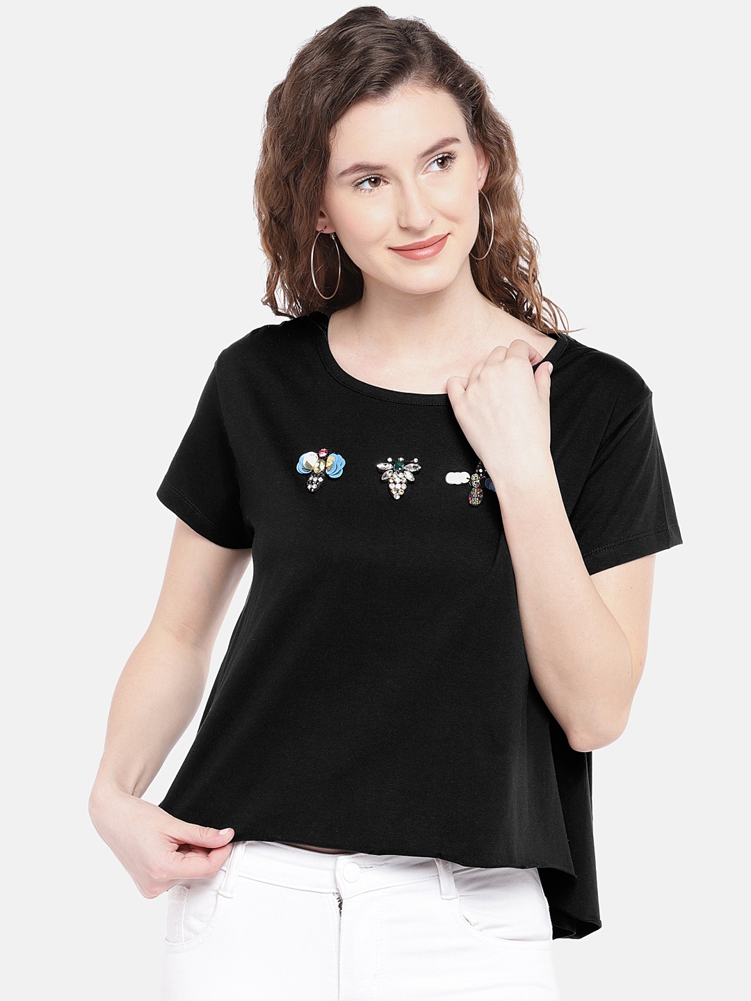 

Globus Women Black Self Design Top