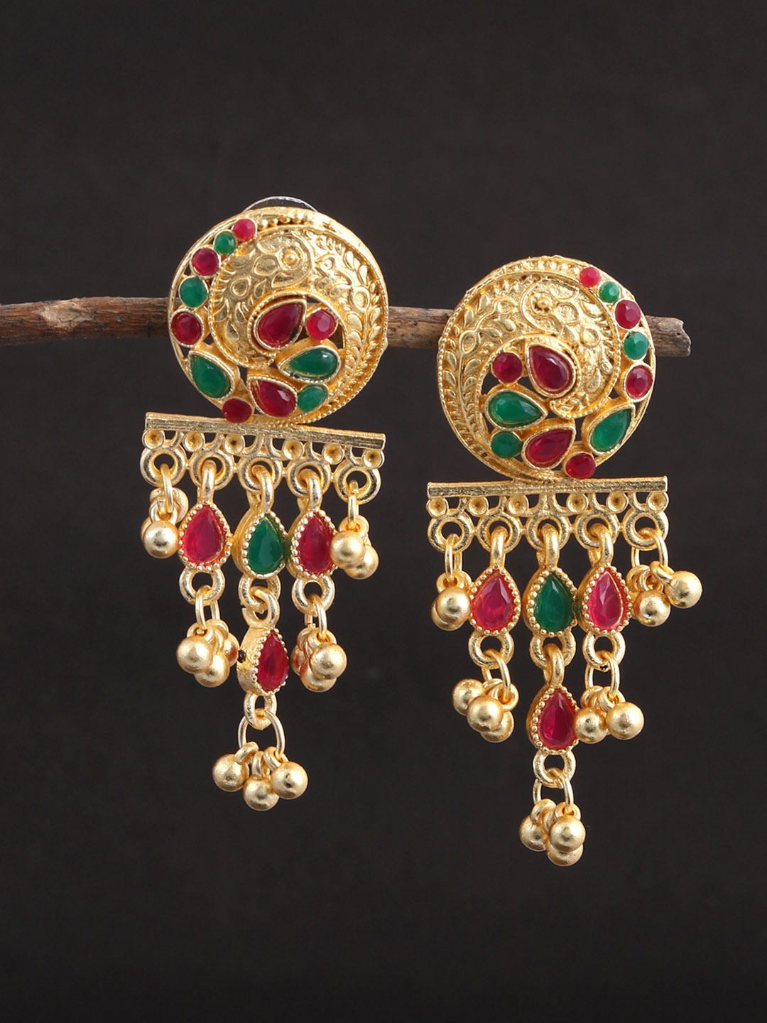

Silvermerc Designs Gold-Plated & Red Classic Drop Earrings