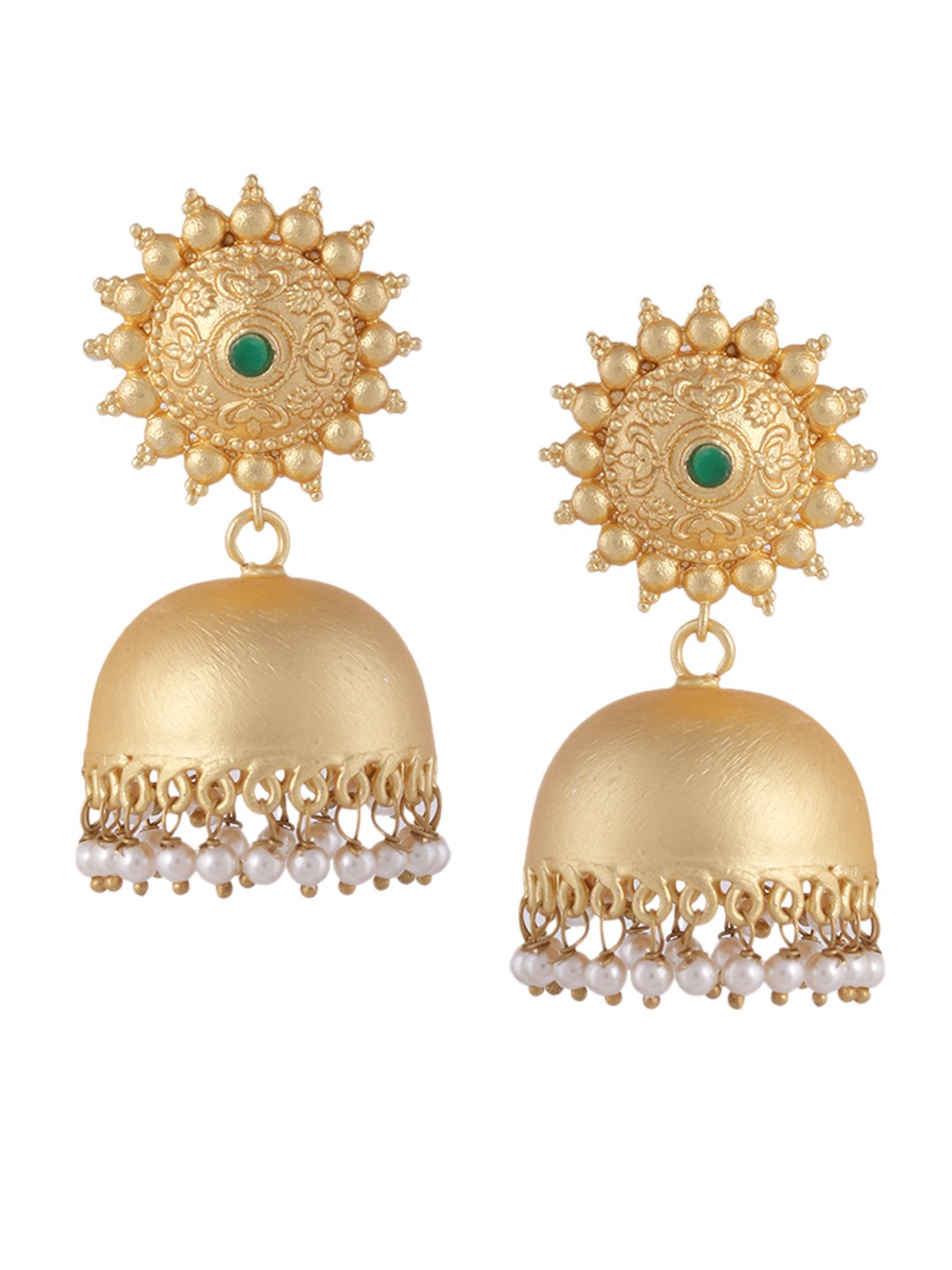 

Silvermerc Designs Gold-Toned Dome Shaped Jhumkas