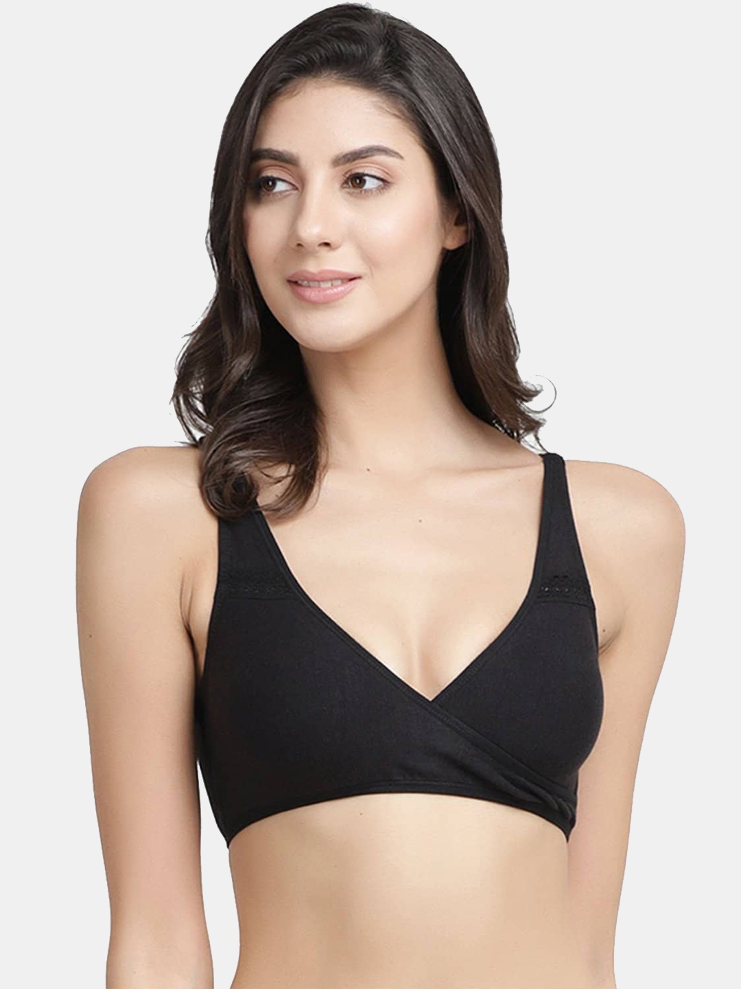 

Inner Sense Black Solid Organic Cotton Antimicrobial Sleeping/Feeding Bra IMB007G
