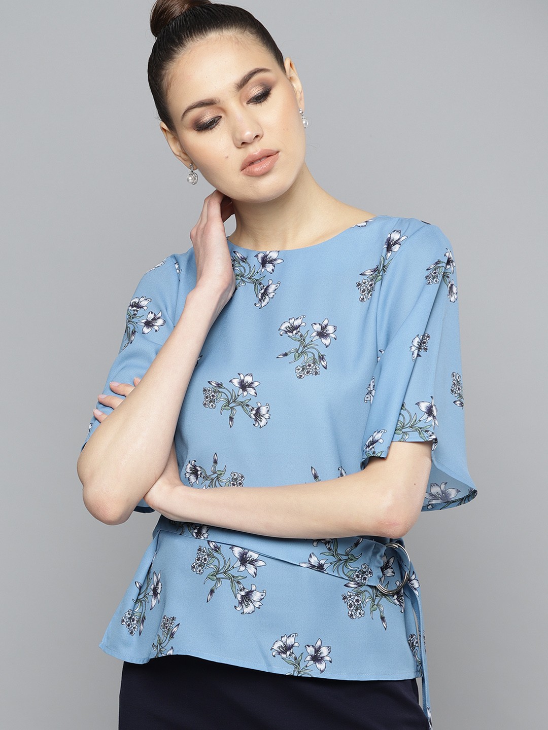 

Marie Claire Women Blue Printed Top