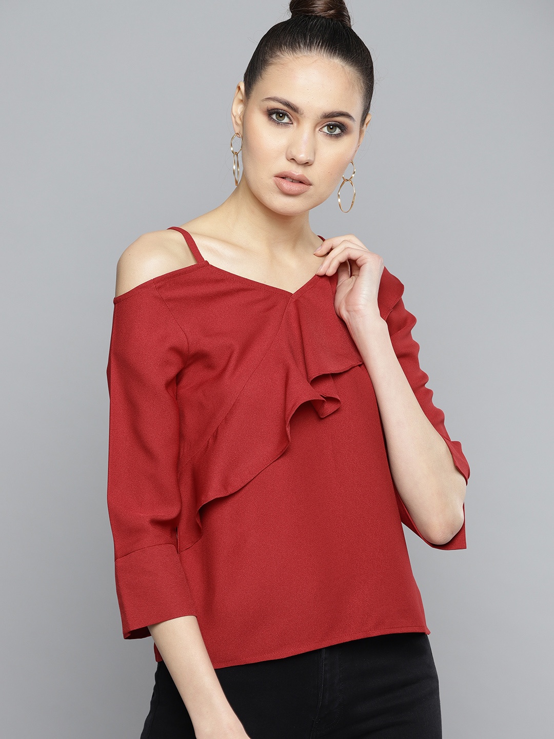 

Marie Claire Women Maroon Solid Top