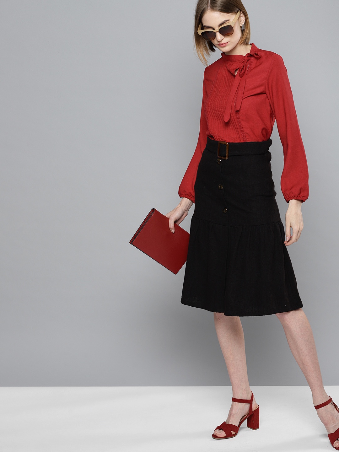 

Marie Claire Women Red Solid Top