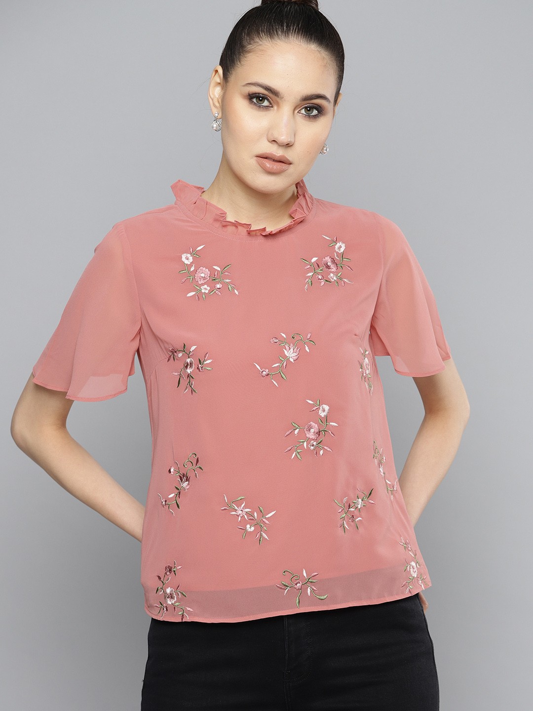 

Marie Claire Women Dusty Pink Embroiered Top